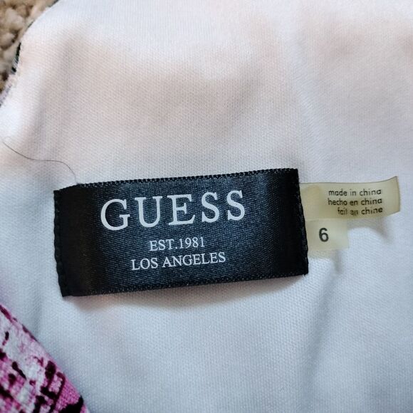 Guess Multicolored Abstract Floral Sleeveless Sweet Heart Neckline Dress Sz 6 - Picture 5 of 7